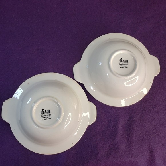 2 Vtg Steubenville "Sandra" Soup/Cereal Bowls USA Sailboat Palm Trees Art Deco - Picture 2 of 7